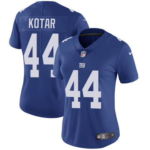 Nike Giants #44 Doug Kotar Royal Blue Team Color Women's Stitched NFL Vapor Untouchable Limited Jersey